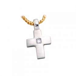 Platinschmuck  Kreuz Anhhänger aus Platin mit Diamant
